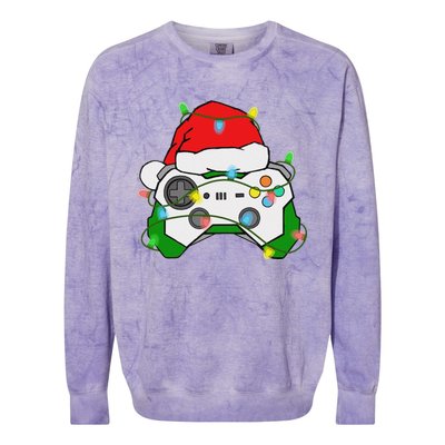 Gamer Christmas Gaming Santa Hat Video Game Controller Colorblast Crewneck Sweatshirt