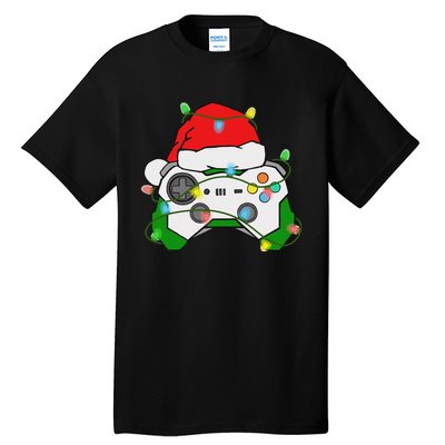 Gamer Christmas Gaming Santa Hat Video Game Controller Tall T-Shirt