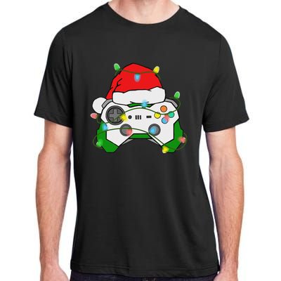 Gamer Christmas Gaming Santa Hat Video Game Controller Adult ChromaSoft Performance T-Shirt