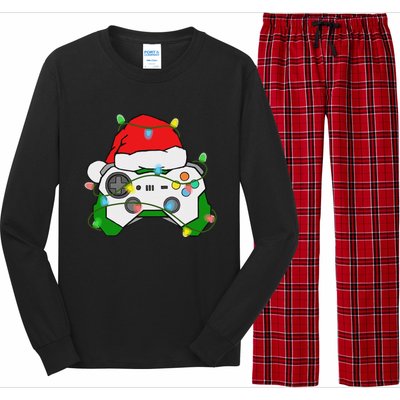 Gamer Christmas Gaming Santa Hat Video Game Controller Long Sleeve Pajama Set