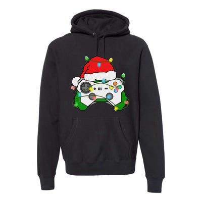 Gamer Christmas Gaming Santa Hat Video Game Controller Premium Hoodie