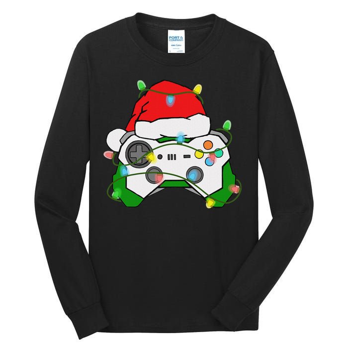 Gamer Christmas Gaming Santa Hat Video Game Controller Tall Long Sleeve T-Shirt