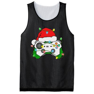 Gamer Christmas Gaming Santa Hat Video Game Controller Mesh Reversible Basketball Jersey Tank