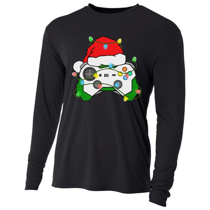 Gamer Christmas Gaming Santa Hat Video Game Controller Cooling Performance Long Sleeve Crew