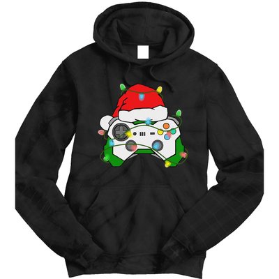 Gamer Christmas Gaming Santa Hat Video Game Controller Tie Dye Hoodie