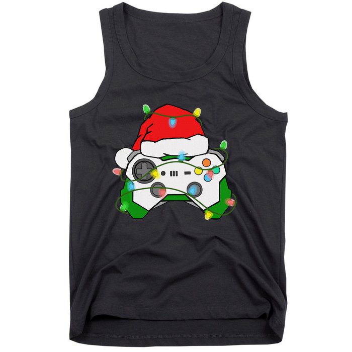 Gamer Christmas Gaming Santa Hat Video Game Controller Tank Top