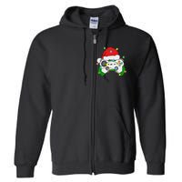 Gamer Christmas Gaming Santa Hat Video Game Controller Full Zip Hoodie