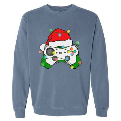 Gamer Christmas Gaming Santa Hat Video Game Controller Garment-Dyed Sweatshirt