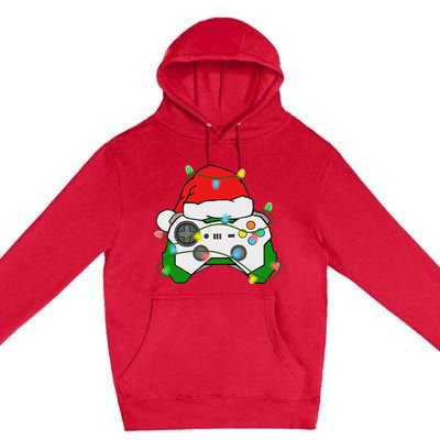 Gamer Christmas Gaming Santa Hat Video Game Controller Premium Pullover Hoodie