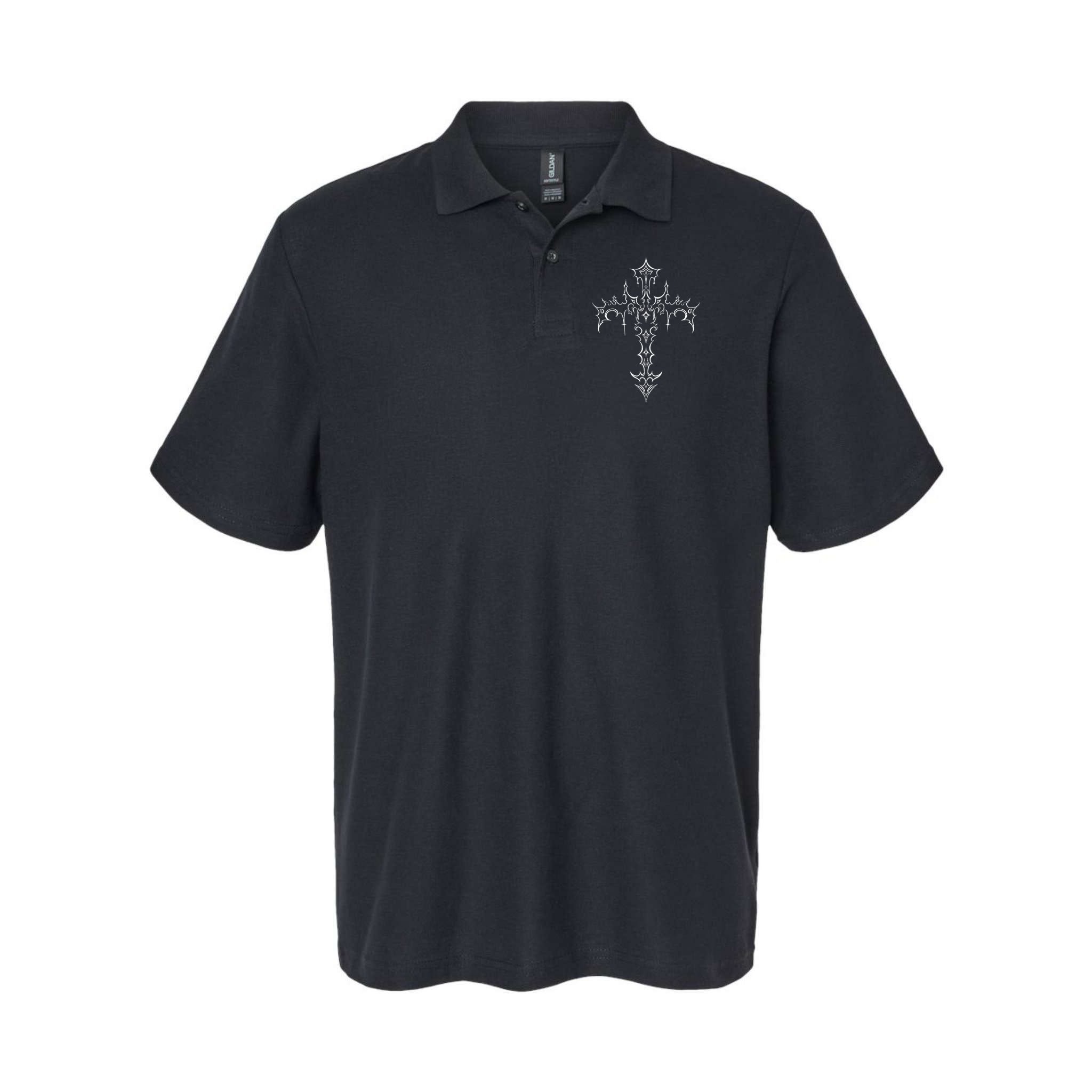 Gothic Cross Grunge Aesthetic Mall Goth Polo
