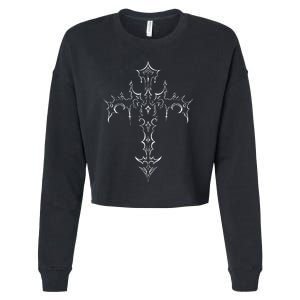 Gothic Cross Grunge Aesthetic Mall Goth Cropped Pullover Crew