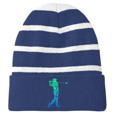 Golf Club Golfer Golfing Gift Striped Beanie with Solid Band