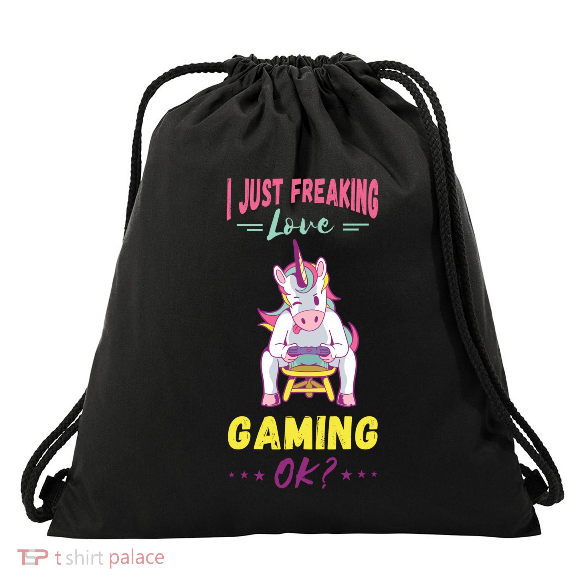 Gaming Computer Gamer Unicorn Freaking Love Video Games Gift Drawstring Bag