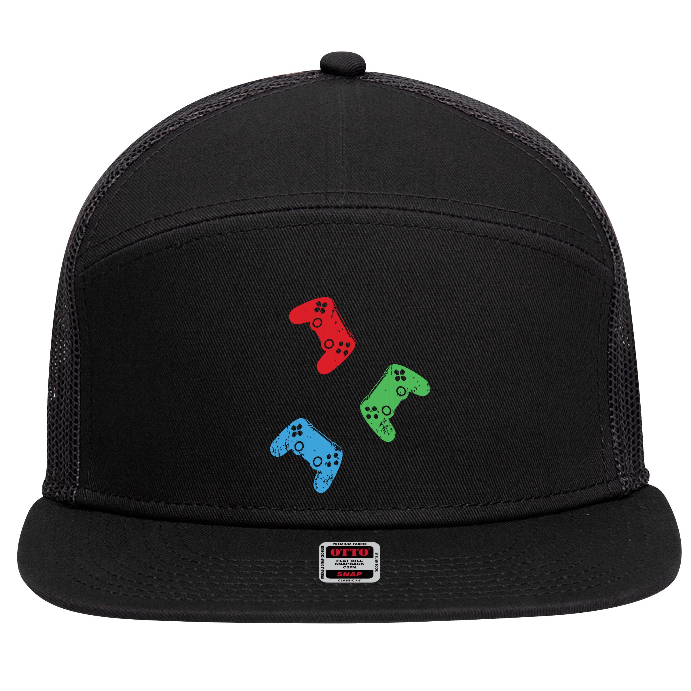 Gaming Controller Gamer Life Video Gamer Teens 7 Panel Mesh Trucker Snapback Hat