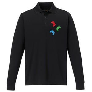 Gaming Controller Gamer Life Video Gamer Teens Performance Long Sleeve Polo