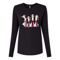 Goose Christmas Geese Crew Neck Womens Cotton Relaxed Long Sleeve T-Shirt