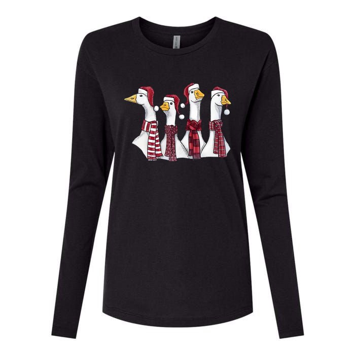 Goose Christmas Geese Crew Neck Womens Cotton Relaxed Long Sleeve T-Shirt