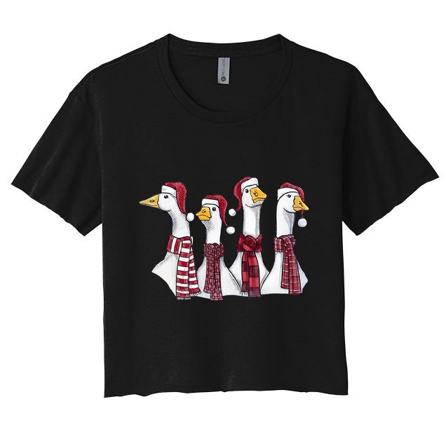 Goose Christmas Geese Crew Neck Crop Top