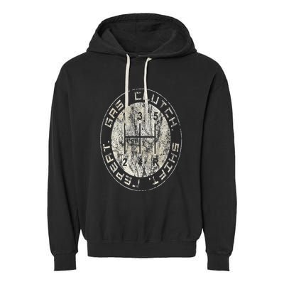 Gas. Clutch. Gap. Repeat. Drivers Stick Shift 5 Speed Garment-Dyed Fleece Hoodie
