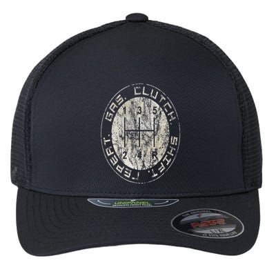 Gas. Clutch. Gap. Repeat. Drivers Stick Shift 5 Speed Flexfit Unipanel Trucker Cap