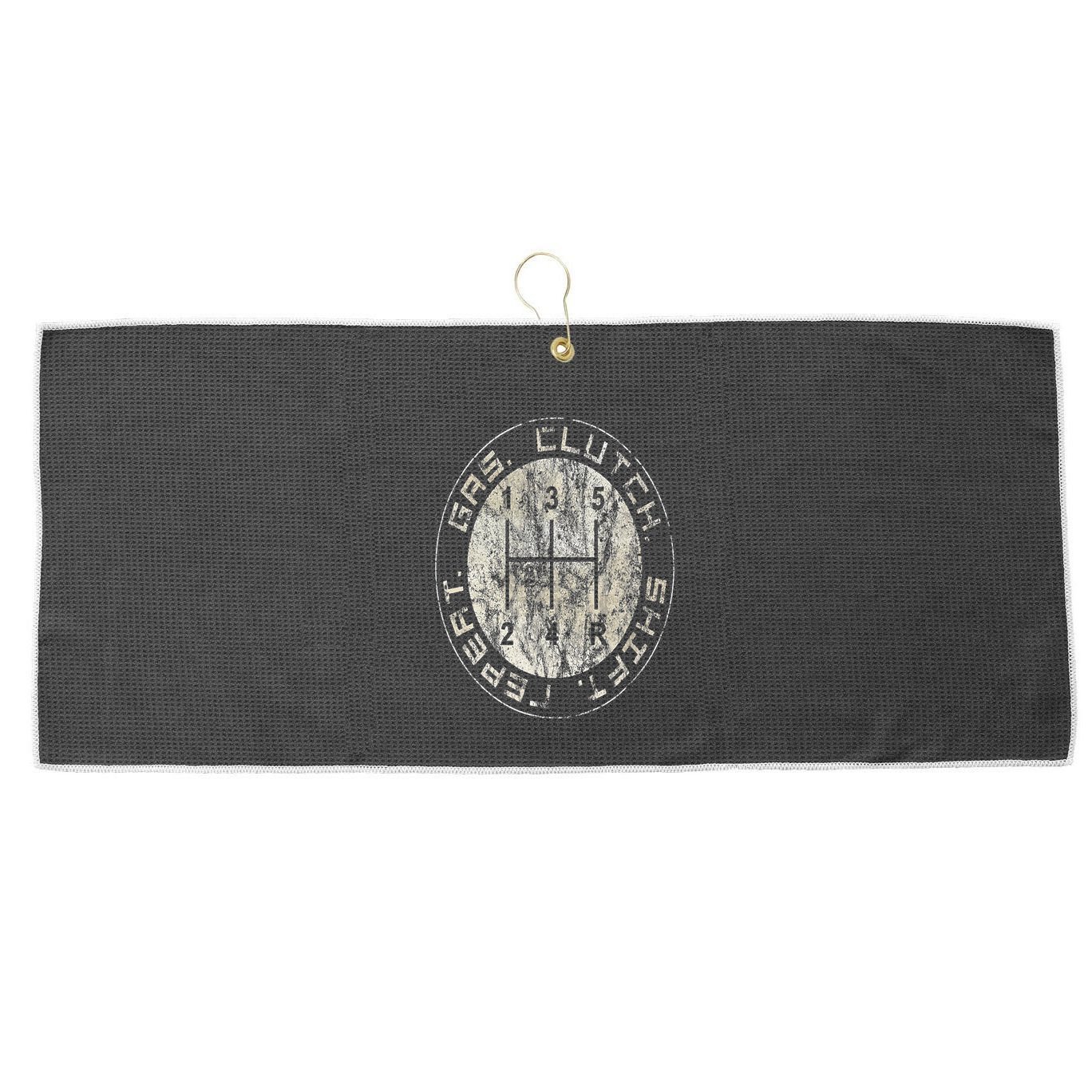Gas. Clutch. Gap. Repeat. Drivers Stick Shift 5 Speed Large Microfiber Waffle Golf Towel