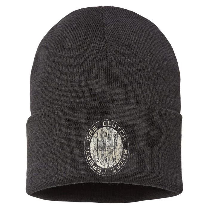 Gas. Clutch. Gap. Repeat. Drivers Stick Shift 5 Speed Sustainable Knit Beanie
