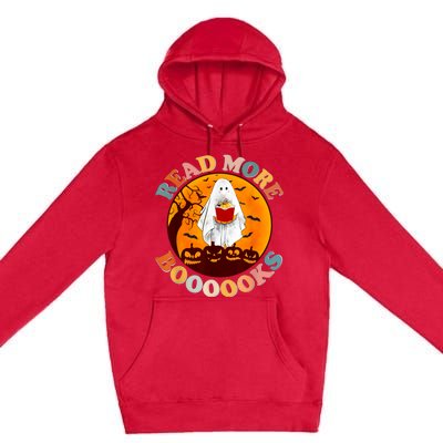 Groovy Cute Ghost Boo Read More Books Funny Halloween Premium Pullover Hoodie