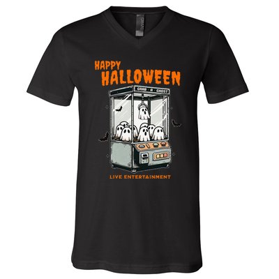 Ghost Claw Game Happy Halloween V-Neck T-Shirt