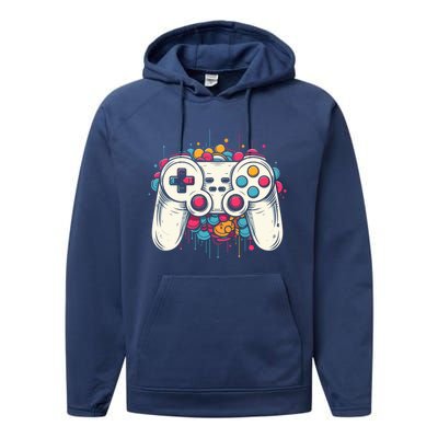 Gaming Controller Graphic Gamer Esports Cute Gift Performance Fleece Hoodie