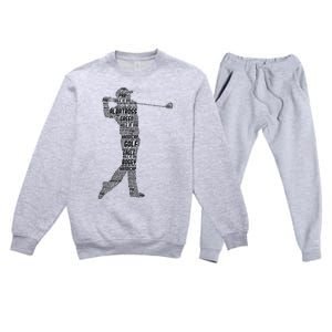 Golf Club Golfer Golfing Premium Crewneck Sweatsuit Set