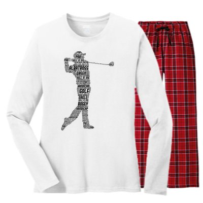 Golf Club Golfer Golfing Women's Long Sleeve Flannel Pajama Set 