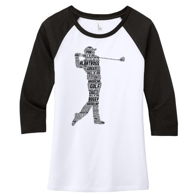 Golf Club Golfer Golfing Women's Tri-Blend 3/4-Sleeve Raglan Shirt