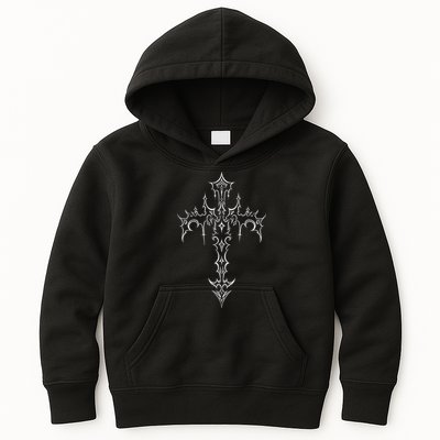Gothic Cross Grunge Aesthetic Mall Goth Kids Hoodie