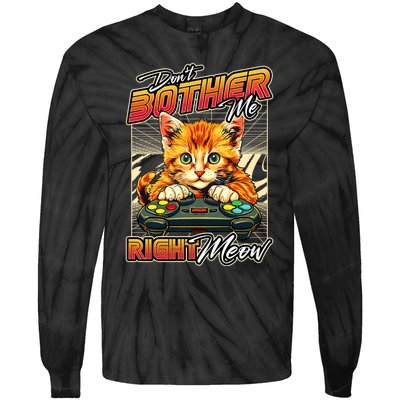 Gamer Cat Gaming Video Game & Cat Lover Tie-Dye Long Sleeve Shirt