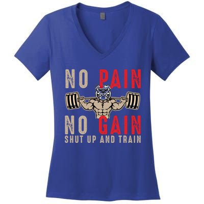 Gym Cute Gift Workout Cute Gift Fitness Cute Gift No Pain No Gain Gift Women's V-Neck T-Shirt