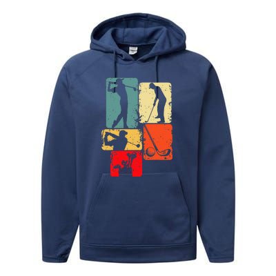 Golf Club Golfer Golfing Funny Golf Father's Day Performance Fleece Hoodie