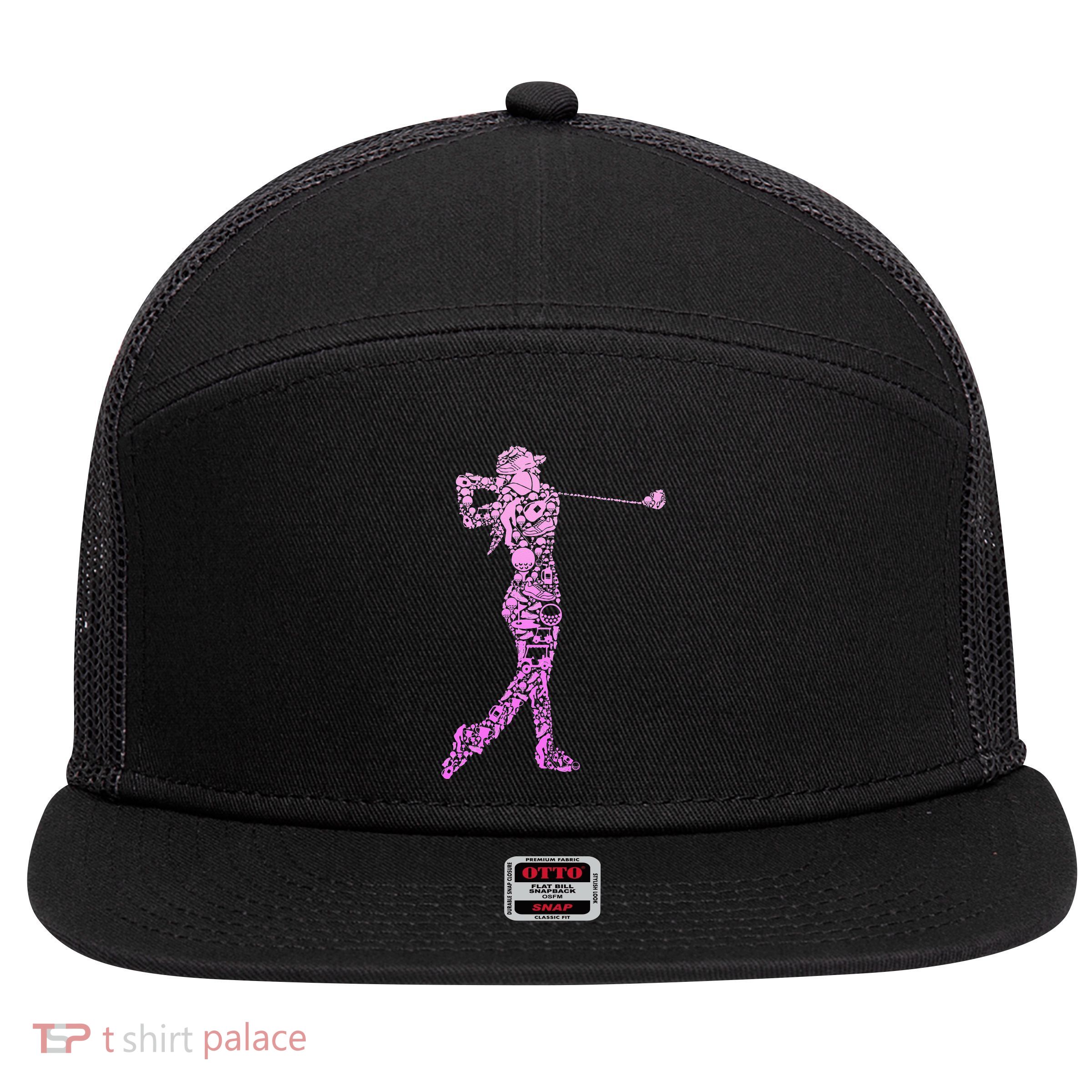 Golf Club Golfer Golfing Funny Golf Father's Day 7 Panel Mesh Trucker Snapback Hat