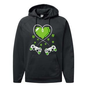 Game Controller Gamer St Patricks Day Performance Fleece Hoodie