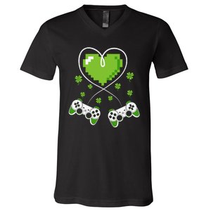 Game Controller Gamer St Patricks Day V-Neck T-Shirt