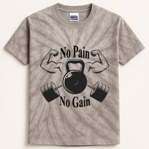 Gym Cool Gift No Pain No Gain Workout Cool Gift Motivation Gift Kids Tie-Dye T-Shirt