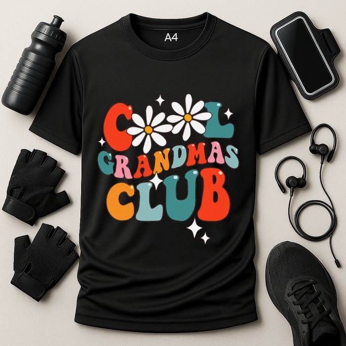 Groovy Cool Grandmas Club Funny Smile Cooling Performance Crew T-Shirt