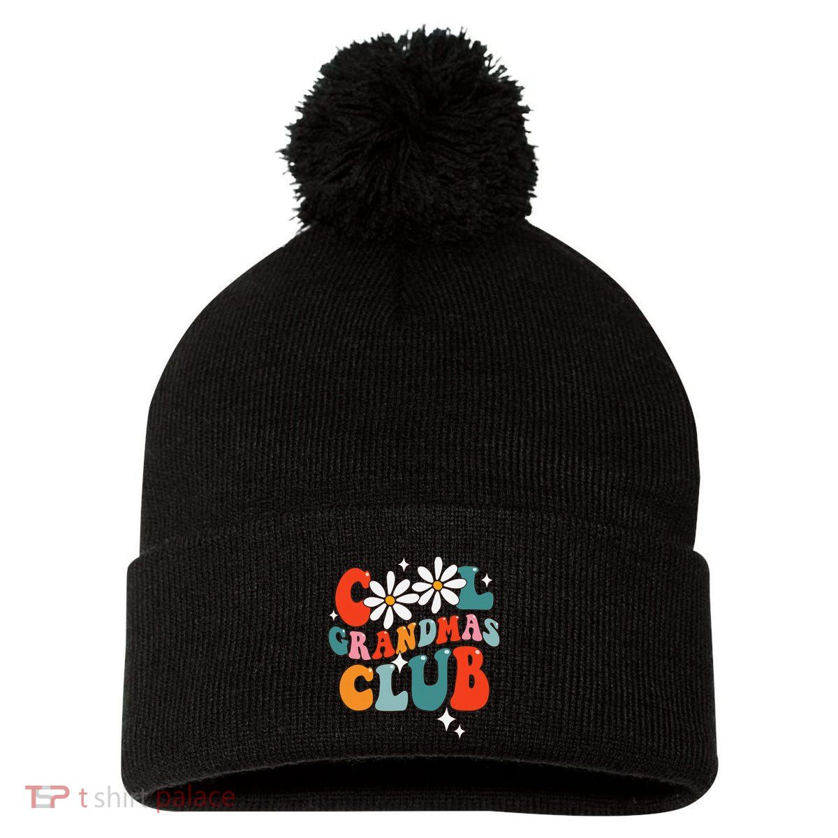 Groovy Cool Grandmas Club Funny Smile Pom Pom 12in Knit Beanie