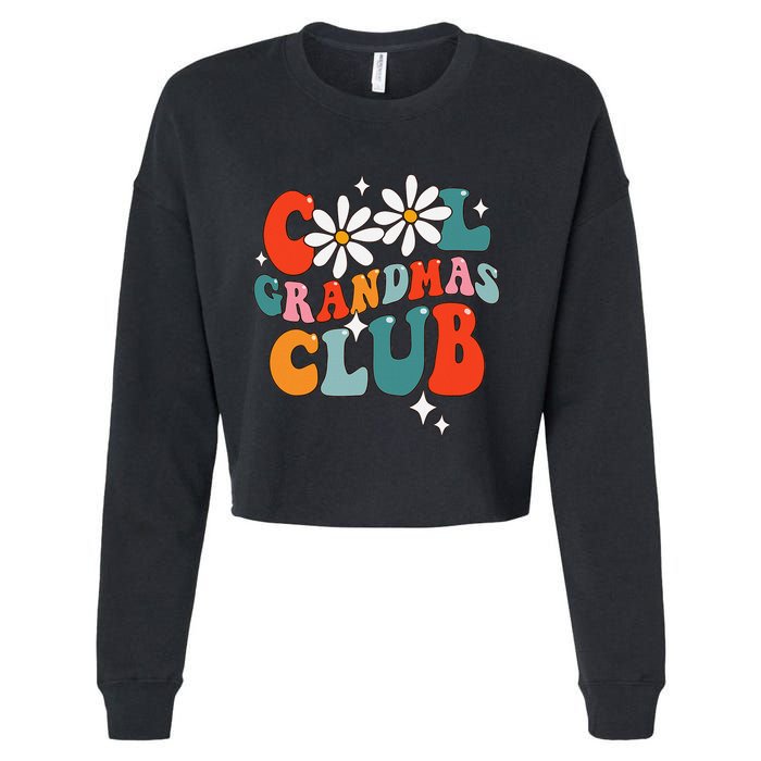 Groovy Cool Grandmas Club Funny Smile Cropped Pullover Crew
