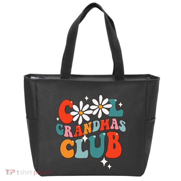 Groovy Cool Grandmas Club Funny Smile Zip Tote Bag