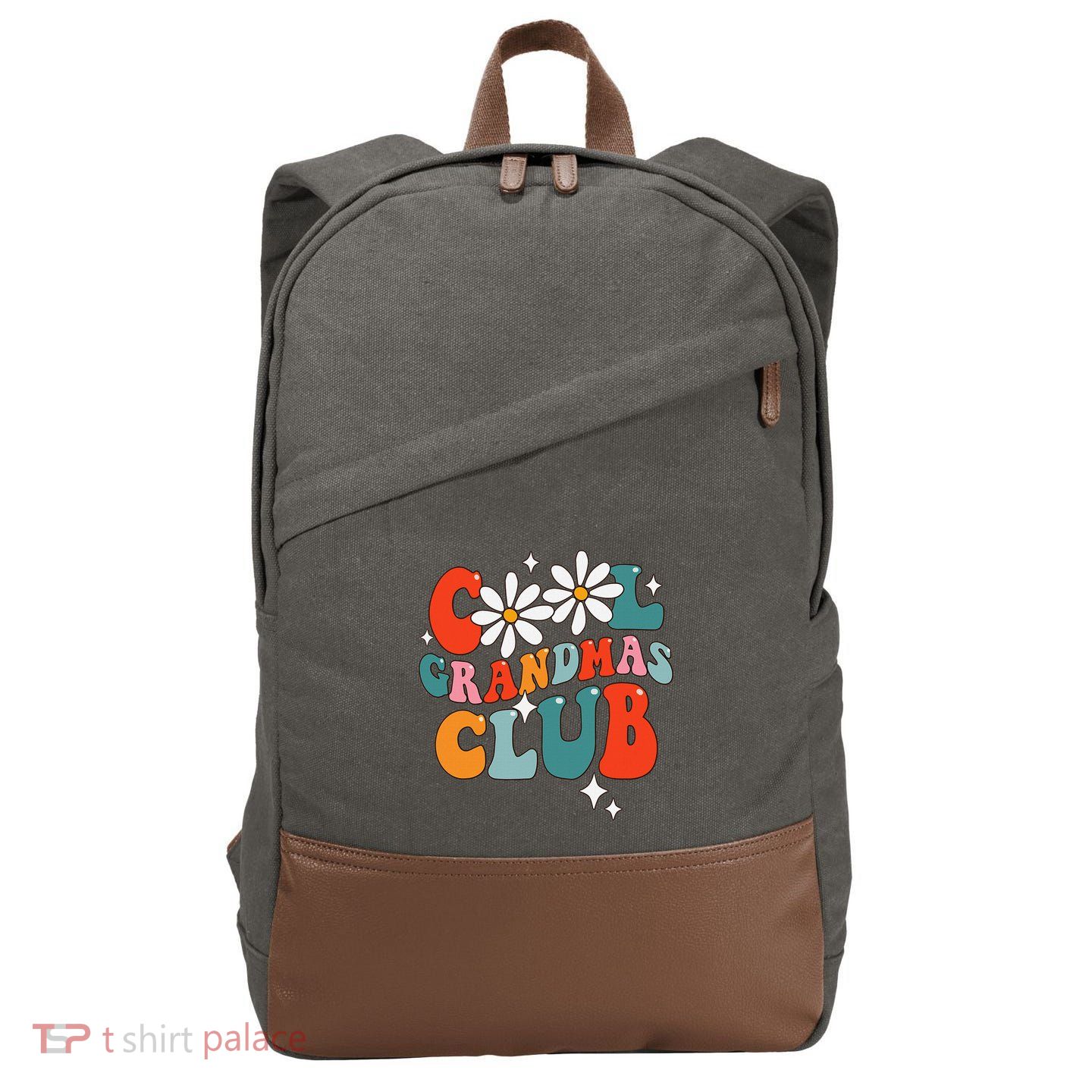 Groovy Cool Grandmas Club Funny Smile Cotton Canvas Backpack