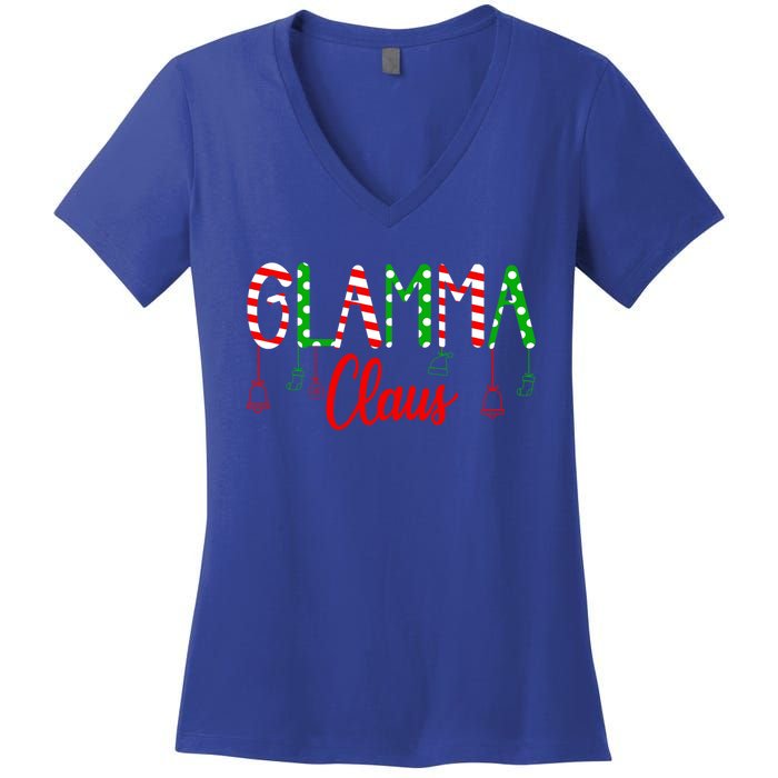 Glamma Claus Gift Family Matching Christmas Pajamas Gift Women's V-Neck T-Shirt