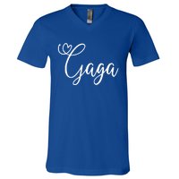 Gaga Cute Heart Grandma Gift V-Neck T-Shirt