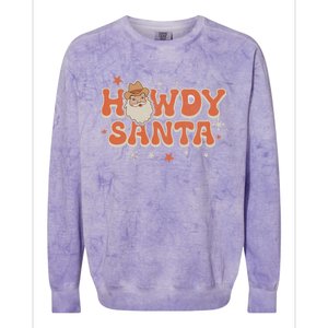 Groovy Christmas Howdy Santa Xmas Cute Cow Santa Claus Cute Gift Colorblast Crewneck Sweatshirt