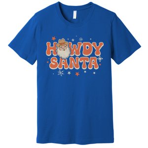 Groovy Christmas Howdy Santa Xmas Cute Cow Santa Claus Cute Gift Premium T-Shirt