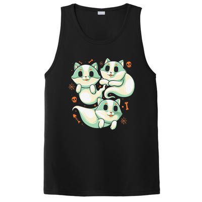 Ghost Cats Halloween Spooky Skeleton Bones Boo Halloween Cat PosiCharge Competitor Tank